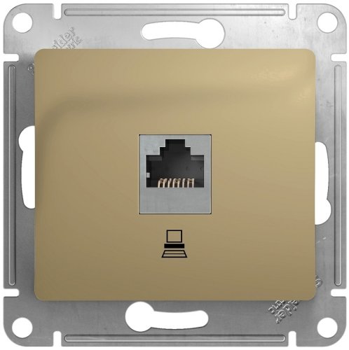 Розетка компьютерная без рамки Systeme Electric Glossa 1-м. RJ45 5e титан картинка